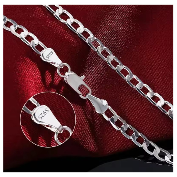 Flat Curb chain - Necklace -  silver - 10mm / 20" - Picture 1 of 3